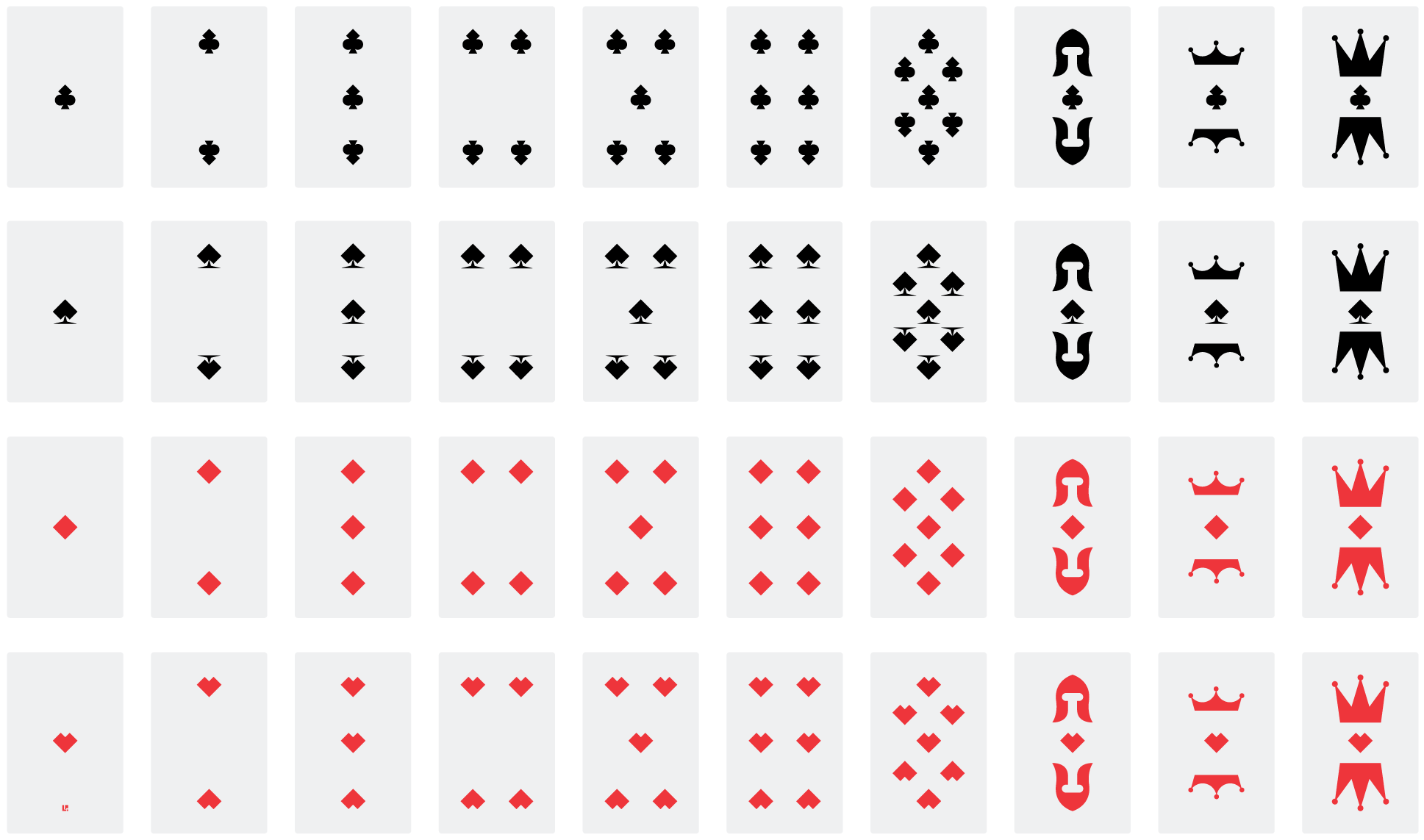 Design of all 40 Minimalist Italian Playing Cards - North Western Regional Style